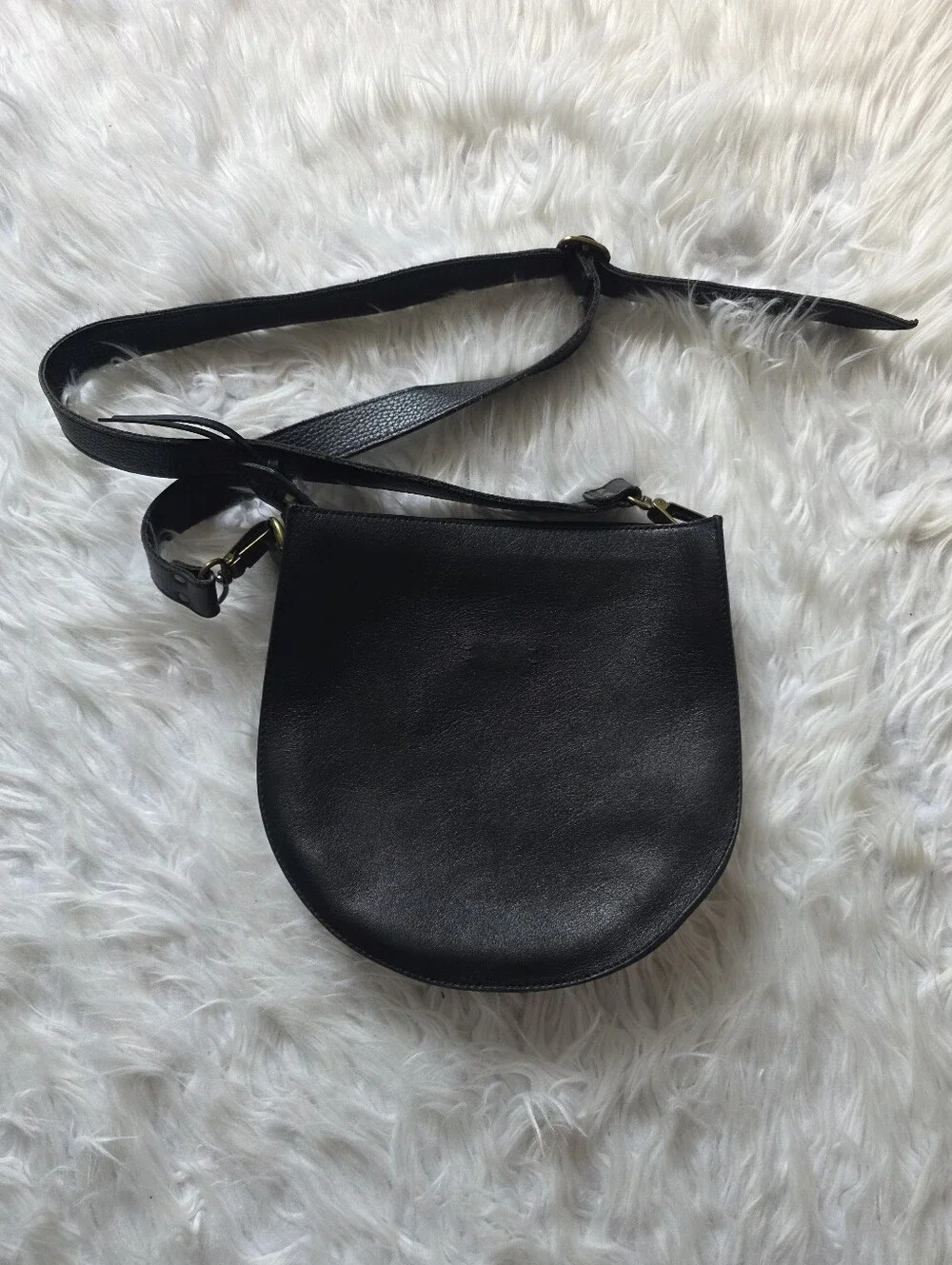 Madewell Black Leather Crossbody Saddle Bag